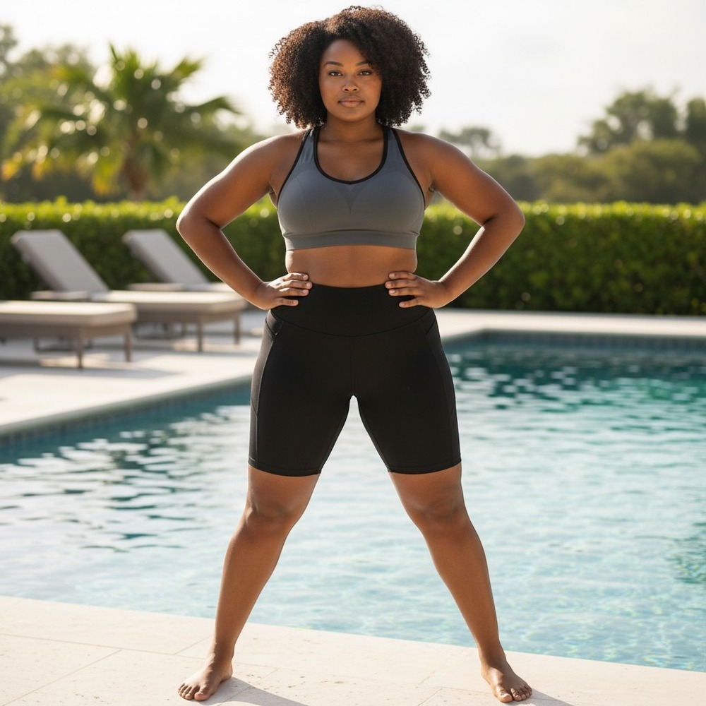 Old Navy Womens 2XL Activewear Set Gray Sports Bra Black Biker Shorts 2 Piece